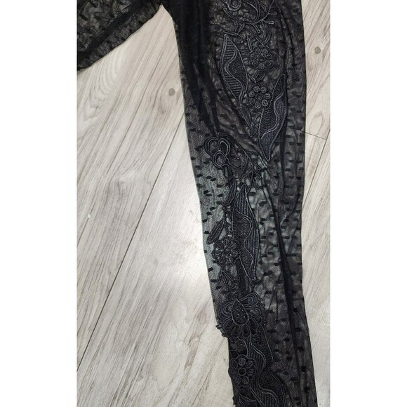 NEW Black Sheer Stockings With Embroidered Legs And Polka Dots Size S - Picture 9 of 10